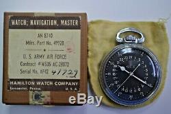 Vintage Hamilton 4992B 22 jewels Navigation 1942 WW2 pocket watch withbox & pouch