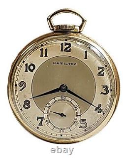 Vintage Hamilton 917 17 Jewels 10k Gold Filled 3 Positions Pocket Watch Runs