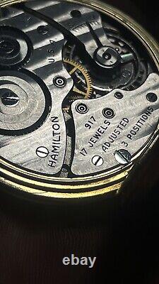 Vintage Hamilton 917 17J A3 Positions Pocket Watch In 14k. G. F. Wadsworth Case