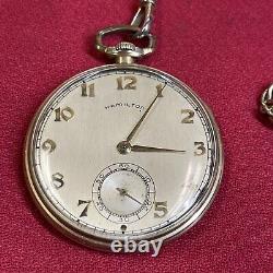 Vintage Hamilton 917 pocket watch 14kgf Running perfectly 45mm with chain