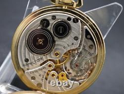 Vintage Hamilton 921 14k Gold Filled Pocket Watch 21J RUNNING engraved A118