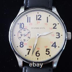 Vintage Hamilton 921 21j Pocket Watch Conversion 44mm Enamel Dial Luminous Hands