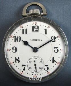 Vintage Hamilton 992 Stainless Steel Model 2 Railroad 16S Pocket Watch 21J 1926