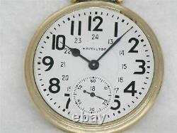 Vintage Hamilton Canadian 992b 21j Railroad Pocket Watch, 24 Hour Dial, Running