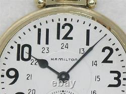 Vintage Hamilton Canadian 992b 21j Railroad Pocket Watch, 24 Hour Dial, Running