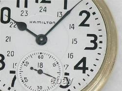 Vintage Hamilton Canadian 992b 21j Railroad Pocket Watch, 24 Hour Dial, Running