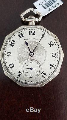 Vintage Hamilton Decagon Grade 912 White Gold Filled Pocket Watch From 1924