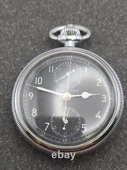 Vintage Hamilton Grade Model 23 Pocket Watch Military Issue Black Dial 1942 16s