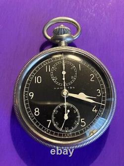 Vintage Hamilton Model 23 19J AN 5721-1 Military Chronograph Pocket Watch