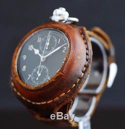 Vintage Hamilton Model 23 Military WWII Pocket Watch Leather Wrist Conversion