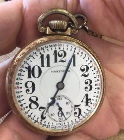 Vintage Hamilton Open Face 10K Gold Filled 992 Railroad 21 Jewels Pocket Watch