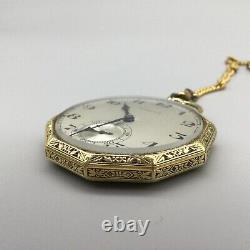 Vintage Hamilton Pocket Watch Solid 14K Gold 45mm 19 Jewels