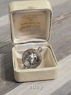 Vintage Ladies Hamilton Globe Pendant Skeleton Watch. Huguenin 17 Jewel Movement