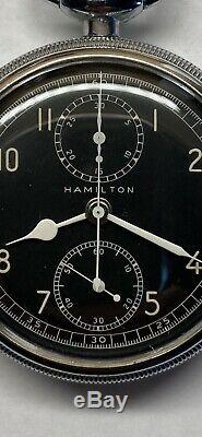 Vintage Wwii Hamilton Model 23 19jewel Pocket Watch Needs Mainspring