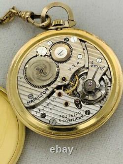 Vtg 10k Solid Gold Hamilton Masterpiece Pocket Watch 21j SIGNED HENRY FORD II