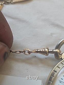 Vtg Double Roller Hamilton 21 Jewel Pocket Watch & Chain 4 Repair Model 992 Bb1