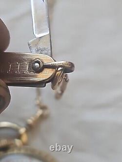 Vtg Double Roller Hamilton 21 Jewel Pocket Watch & Chain 4 Repair Model 992 Bb1