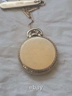 Vtg Double Roller Hamilton 21 Jewel Pocket Watch & Chain 4 Repair Model 992 Bb1