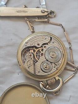 Vtg Double Roller Hamilton 21 Jewel Pocket Watch & Chain 4 Repair Model 992 Bb1