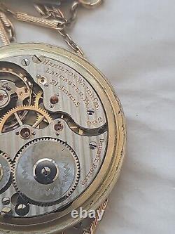 Vtg Double Roller Hamilton 21 Jewel Pocket Watch & Chain 4 Repair Model 992 Bb1