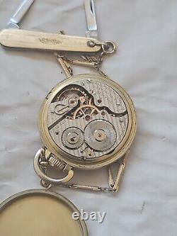 Vtg Double Roller Hamilton 21 Jewel Pocket Watch & Chain 4 Repair Model 992 Bb1