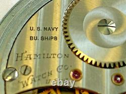 Vtg Hamilton US Navy Comparing Pocket Watch Military Ship Jewelry 17j Working