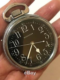 WOW! 1942 WWII Hamilton GCT 4992B Rare Dial Pocket Watch Railroad Time Accuracy