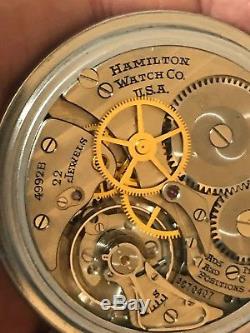 WOW! 1942 WWII Hamilton GCT 4992B Rare Dial Pocket Watch Railroad Time Accuracy