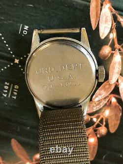 WW2 Hamilton US military men's watch, OD Type issued number 13911