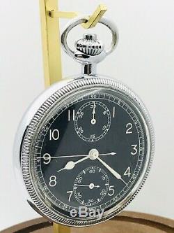 WWII Breitling 9848 Military 18J Navigation Chronograph Pocket Watch Runs Great