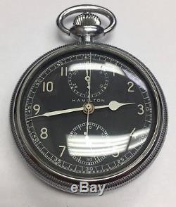 WWII Hamilton Military Chronograph 1942 16s 19 Jewel Model 23 Pocket Watch WW2