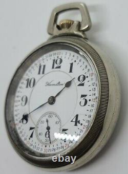 Working 1921 HAMILTON 992 Montgomery Dial RR Railroad Grade 21J Pocket Watch 16s