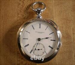 Xtra Large 1878 18s Rockford Solid Silver Key Wind Pocket Watch Runs Gd