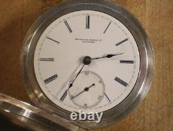 Xtra Large 1878 18s Rockford Solid Silver Key Wind Pocket Watch Runs Gd